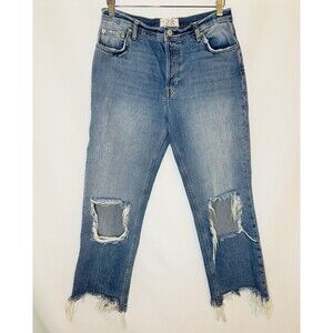 We‎ The Free Distressed Button Fly Ripped Denim Cotton Jeans Women's SIZE 28
